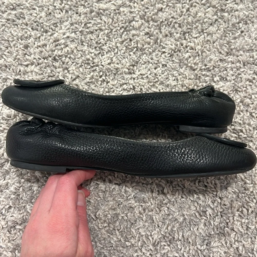 Tory Burch Minnie Black Leather Ballet Flats